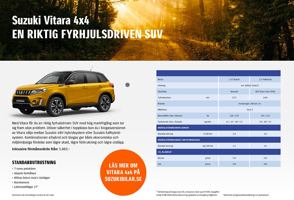 Suzuki Vitara Fullhybrid 1.5 HEV AGS AllGrip Select Biogas